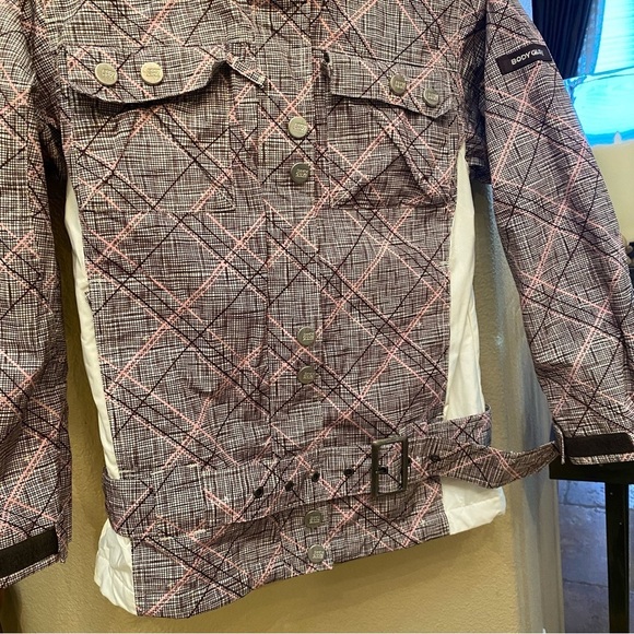 BODY GLOVE Girls Kids Pink Brown Plaid Belt Hoodie Ski Snowboard Jacket Size 12Y - Picture 5 of 12